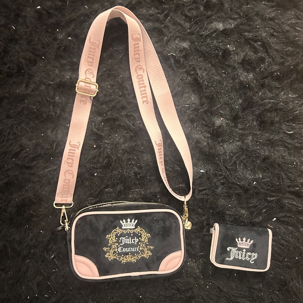 Juicy Couture Black and Pink Crossbody Set